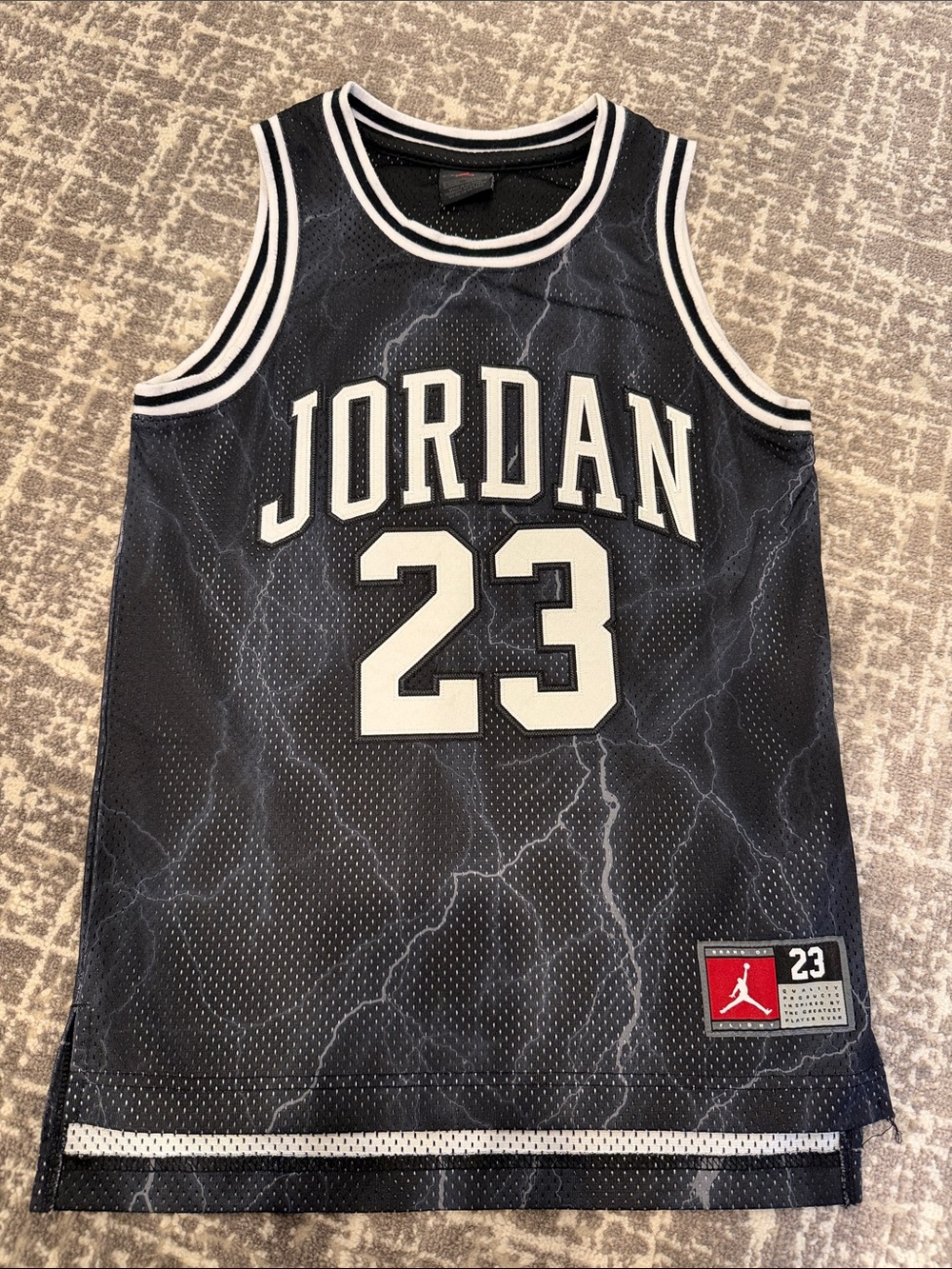 Jordan Black & White Lightning 23 Basketball Jersey